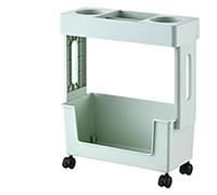 Book cartMobile Bookshelf, Mobile Book Cart Magazine Rack with Wheels, Green and White, 2-3 Tier(Green,2 Tier)