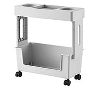 Book cartMobile Bookshelf, Mobile Book Cart Magazine Rack with Wheels, Green and White, 2-3 Tier(White,2 Tier)