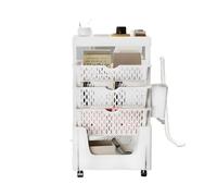 Book cartMobile Bookshelf, Mobile Bookshelf with Wheels 5 Tier Removable Basket Multicolor 14.8x8.86x29.65in(White)