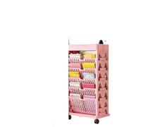 Book cartMobile Bookshelf, Mobile Bookshelf with Wheels 6 Tier Rolling Cart Multicolor 37x19x73.5 cm(Pink)