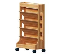 Book cartMobile Bookshelf, Mobile Bookshelf with Wheels 6 Tier Rolling Utility Cart White & Walnut(Walnut)