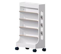 Book cartMobile Bookshelf, Mobile Bookshelf with Wheels 6 Tier Rolling Utility Cart White & Walnut(White)