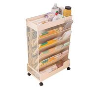 Book cartMobile Bookshelf, Mobile Bookshelf with Wheels Beige Black Multiple Sizes(Beige,Double)