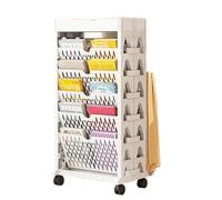 Book cartMobile Bookshelf, Rolling Multi Tier Vertical Mobile Bookshelf with Wheels Multicolor(White)