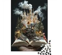 Book Castle Jigsaw Puzzle 1000 Pieces Recycled Paper for Adults Steampunk FantasyPuzzle Hard Difficult Challenging Family Game Fun Present & Activity 70x50cm/1000pcs