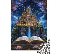 Book Castle Jigsaw Puzzles 1000 Pieces Recycled Paper Starry WaterfallPuzzle for Adults Jigsaw Puzzle Impossible Hard Family Game Great Gift Idea 70x50cm/1000pcs