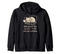 Book Cat Lady Introvert Quiet Time Cozy Reader Soft Zip Hoodie