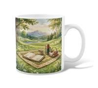 Book Ceramic Coffee Mug, Nature Relaxation Thermoses Basket Summer Green Novelty Tea Mug with Handle Ideal for Friendship Family Colleague Staff Sweetheart Teachers 11 Oz