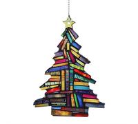Book Christmas Ornament 2025 Sun catcher, Christmas Book Tree Sun catcher Ornament Hanging Window Decor Christmas Tree Bookshelf Pendants Home Decoration for Book Lovers, Bookworm, Teacher
