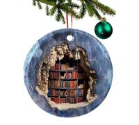 Book Christmas Tree - 9 cm Reading Book Ornament | Ceramic 3D Bookshelf Design - Weast-resistant Material | Christmas Decoration | Books Club Gift | Literary Tree Decoration