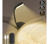 Book Clip Reading Light, Mini USB Rechargeable Book Light with 9 LEDs, Dimmable, 3 Colour Temperature Modes, 360° Flexible Neck, Perfect for Bed Reading, Children, Travel - Black
