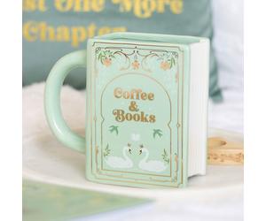Book Club Pastel Green Coffee & Books Book Shaped Ceramic Gift Boxed Mug
