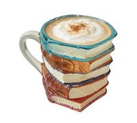 Book Coffee Mug - 3D Painted Book Shaped Mugs, Novelty Drink Cup for Readers Women Men Writer Librarian, Wine Juice Milk Brewing Bookworm Gift Library Shelf Accent | Ochten