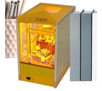 Book Corner Decoration for Adults, 3D BookNook Miniature Shelf with LED Lighting, Assembly as Hobby Model, Puzzle Kits and Book Decoration for Children's Room or Learning Wounds, Aesthetic Gift Idea