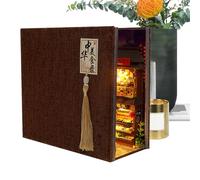 Book Corner Kits for Adults- Nook Kit, 3D Corner in Chinese Style with LED Light | Decorative Use in Miniature, Table Decoration, Shelf Fasse for Bedrooms, PA