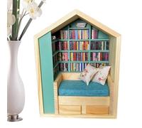 Book Corner Miniature Book Corner Kit, Booknook Miniature Kit, Small World Handmade Wooden Creative Craft Small Bookstore Wooden Decoration for Living Room Bedroom