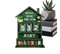 Book Counter - Decorative Rustic Wooden Manual Reading Progress Display | Book Lovers Library Decorative Sign - For Desk, Table, Home Office and