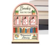 Book Counter - Decorative Wooden Book Stand, Book Tracer - For Reading Display, Up To 999 For Students Teachers Writers Readers