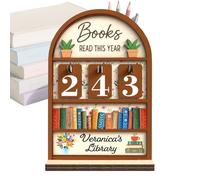 Book Counter for Beds Decoration with Wooden Base | Tracker Books Beds This Year For Reading Display Up To 999 For Students Teachers Writers Readers Gifts