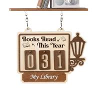 Book Counter for Beds for the Current Year, Pendant with Reading Ornament, Wooden Sign Book | for Teachers Writers Libraries Living Rooms and Home Rooms