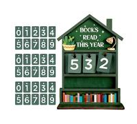 Book Counter for Reading Progress, Decorative Rustic Wooden Manual Reading Progress Display, Decorative Reading Sign for Bookshelves, Desk, Table, Home Office and Living Room