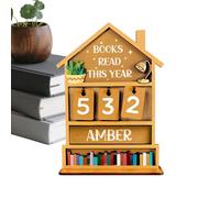 Book Counter for Reading Progress, Decorative Rustic Wooden Manual Reading Progress Display, Sign for Book Counting, for Table, Home, Office, Study and Living Room Decoration
