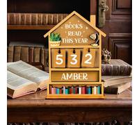 Book Counter for Reading Progress, Manual Rustic Wooden Bookmark Tracker, Reading Counter for Book Lovers, as a Sign, for Desk, Table, Living Room, Study