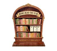 Book Counter for the Current Year, Decorative Wooden Bookmark Tracker, Reading Counter for Reading Target, for Readers, Students, Adults, Home Bookshelf