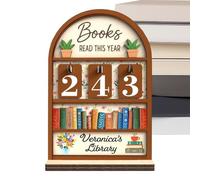 Book Counter Read This Year | Decorative Wooden Stand - Record of Books Read This Year - to Show Reading Goals Up to 999 Students Teachers Writers Readers Filled