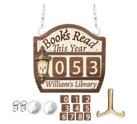 Book Counter Reading of the Year,Wooden Ornament,Reading Tracking Panel - For Bookcase, Shelf, Room, Office, Corner Club, Readers Teachers Women