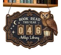 Book Counter Sign, Wooden Pendant for Reading - Book Tracker, for Bookcase, Wall Shelf, Window, Students, Teachers, Writers Readers Display
