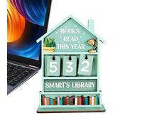 Book Counter Sign - Wooden Rustic Home Display, Manual Read Tracker, Bookshelf Decor With Timeless Design | Shelf Desk Table Display For Office Study Living Room, Decorative Reading Sign, Elegant