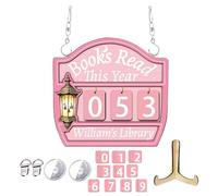 Book Counter This Year | Wooden Decoration - Hanging Counter for Tracking Readings | for Library Shelf Desk Corner Readers Teachers Women Librarians Gifts for Women