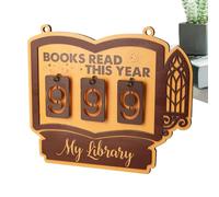 Book Counter Tracker: For Hanging Bookshelf, Wooden Book Reading Sign, Elegant Wall Decor | Tracker For Workplace, Home, Living Room, Bi