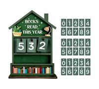Book Counter Tracker - Manual Rustic Wooden Decorative Home Read Tracker, Bookshelf Book Counter Sign, Vintage Page Turner Tally | Literary Decor for Shelf Desk Table Home Office Study Reading Nook
