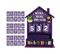 Book counter tracker - reading progress board, rustic wooden book display, reading target counter | Ideal for bookshelf, desk, table, office, study, living room, highlighting challenge and