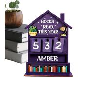 Book Counter - Wood 18x13cm | Rustic Manual with Counting Sign, Progress Board, Objective, Challenge | Library Office Table Desk