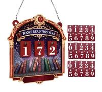 Book Counter,Wooden Ornament For Table,Reading Goal Counter With 30 Number Plate | For Study Office Library Shelf Corner Home Bedroom