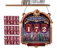 Book Counter | Wooden Table Ornament | Reading Goal Counter with 30 Number Plate - For Study Office Bookshelf Library Corner Living Room