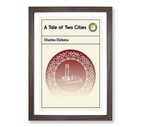 Book Cover A Tale of Two Cities Charles Dickens Framed Print | A2 Walnut Framed Wall Art | Ready to Hang | Modern Nature Picture | Living Room Bedroom Lounge Office
