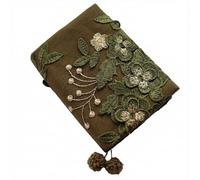 Book Cover A5 A6 3D Embroidery Mesh Sleeve with Bonus Notebook Deep Forest Green Overlay Bible Case Floral Art(C Ruled,A5)