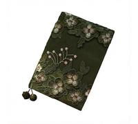 Book Cover A5 A6 3D Embroidery Mesh Sleeve with Bonus Notebook Deep Forest Green Overlay Bible Case Floral Art(A Ruled,A6)
