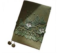 Book Cover A5 A6 3D Embroidery Mesh Sleeve with Bonus Notebook Deep Forest Green Overlay Bible Case Floral Art(B Grid,A5)