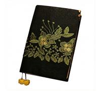 Book Cover A5 A6 Adjustable Sleeve with Bonus Notebook Forest Green Floral Jacquard Bible Case Pom-Pom Bookmark(B Grid,A6)