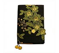 Book Cover A5 A6 Adjustable Sleeve with Bonus Notebook Forest Green Floral Jacquard Bible Case Pom-Pom Bookmark(C Blank,A5)