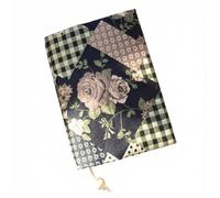 Book Cover A5 A6 Adjustable Textured Jacquard Sleeve with Bonus Notebook Shimmering Woven Fabric Bible Case Wooden Bead Charm(A6 Grid)