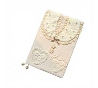 Book Cover A5 A6 Plush Bear Sleeve with Bonus Notebook Lace Heart Pocket Bible Case Crochet Flower Button(A5 Ruled)