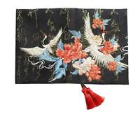 Book Cover A5 Adjustable Sleeve with Bonus Notebook Gold Crane Embroidery Bible Case Art Brocade Gift(A5 Ruled)