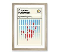 Book Cover Crime and Punishment Fyodor Dostoyevsky Framed Print | A2 Oak Framed Wall Art | Ready to Hang | Modern Nature Picture | Living Room Bedroom Lounge Office