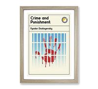 Book Cover Crime And Punishment Fyodor Dostoyevsky Modern Framed Print | A4 Oak Framed Wall Art | Ready to Hang | Modern Nature Picture | Living Room Bedroom Lounge Office